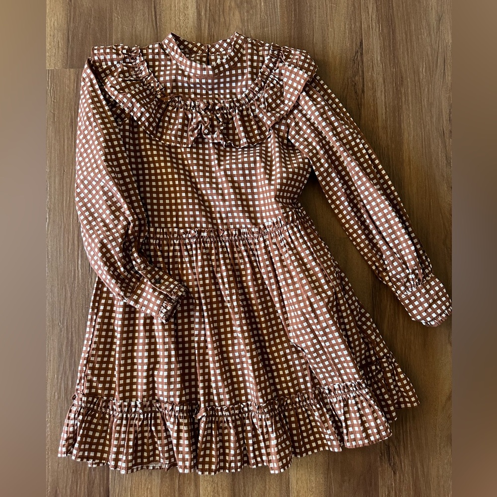 Brown and White Checkered Dress
